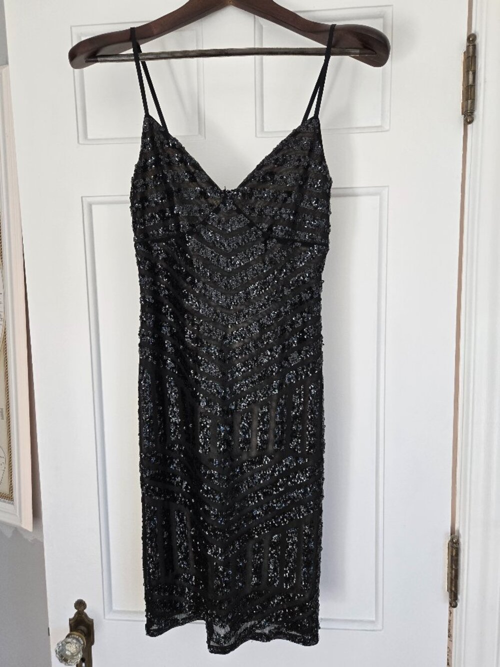 Black and Nude Sequin Mini Dress